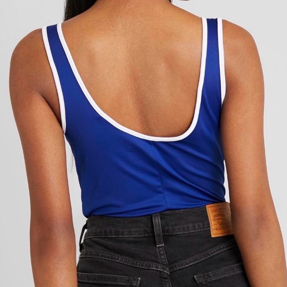Vintage Henson Co. Blue Scoop-Back Athletic Singlet White Trim Size Medium - Picture 7 of 7